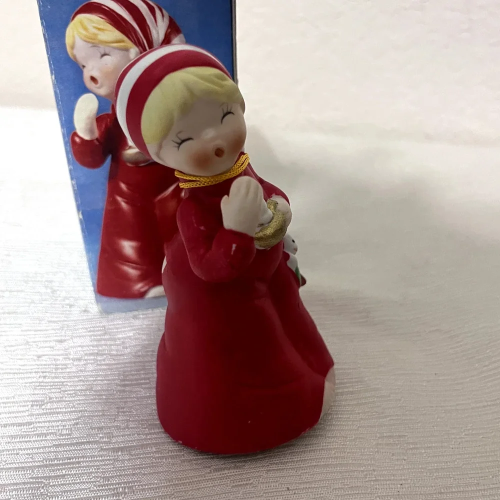 1978 JASCO Bedtime Bell & Christmas Luvkins candle holder porcelain Japan